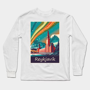 Reykjavik, Iceland, Travel poster Long Sleeve T-Shirt